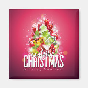 赤モダンクリスマスグラフィックイラストレーション マグネット