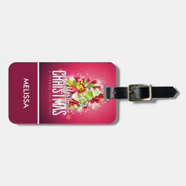 赤モダンクリスマスグラフィックイラストレーション ラゲッジタグ