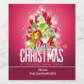 赤モダンクリスマスグラフィックイラストレーション ワインラベル (シングルラベル)