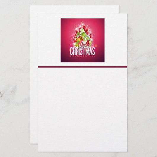 赤モダンクリスマスグラフィックイラストレーション 便箋 (正面/裏面)