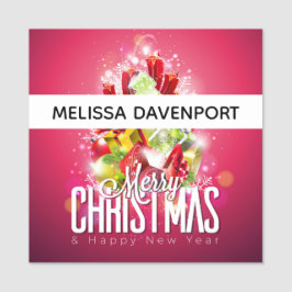 赤モダンクリスマスグラフィックイラストレーション 名札