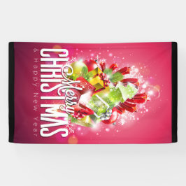 赤モダンクリスマスグラフィックイラストレーション 横断幕