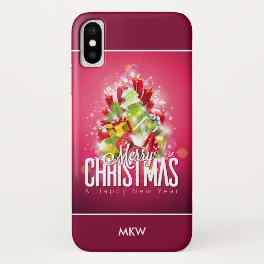 赤モダンクリスマスグラフィックイラストレーション Case-Mate iPhoneケース (裏面)