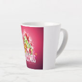 赤モダンクリスマスグラフィックデザインイラストレーション カフェラテマグ (右アングル)