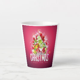 赤モダンクリスマスグラフィックデザインイラストレーション カフェラテマグ