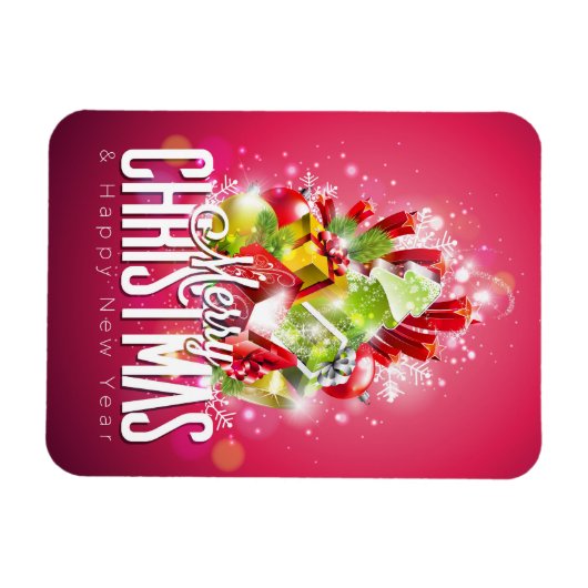 赤モダンクリスマスグラフィックデザインイラストレーション マグネット (横)