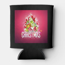 赤モダンクリスマスグラフィックデザインイラストレーション 缶クーラー
