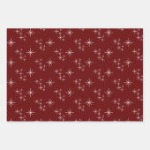 赤モダンクリスマスツリーズスノーフレークフェスティバル ラッピングペーパーシート (正面)