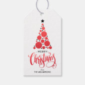 赤モダンクリスマスツリーホリデイ ギフトタグ (正面)