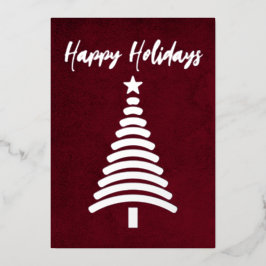 赤モダンクリスマスツリー 箔シーズンカード