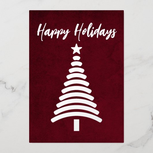 赤モダンクリスマスツリー 箔シーズンカード (正面)