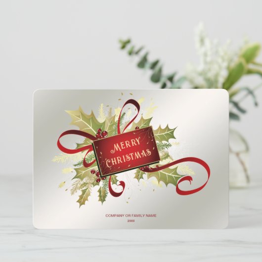 赤モダンクリスマスホリデーカード シーズンカード (スタンド正面)