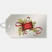 赤モダンクリスマスホリデーギフトラベル ギフトタグ (裏面横)