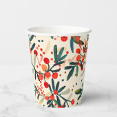 赤モダンクリスマスホリーベリー 紙コップ (裏面)