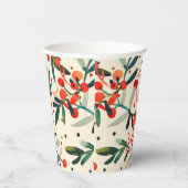 赤モダンクリスマスホリーベリー 紙コップ (右)