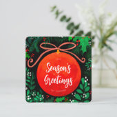 赤モダンクリスマスボールオーナメント植物学 シーズンカード (スタンド正面)