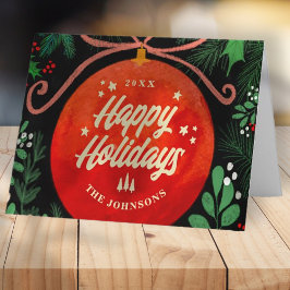 赤モダンクリスマスボールオーナメント植物学 シーズンカード