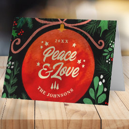 赤モダンクリスマスボールオーナメント植物学 シーズンカード