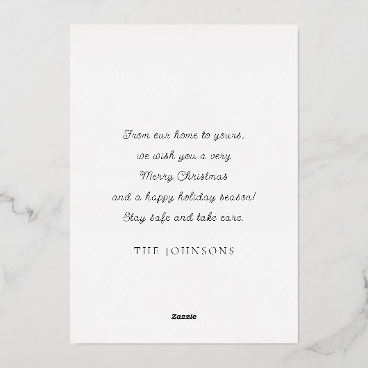 赤モダンクリスマスボールオーナメント植物学 箔シーズンカード (裏面)