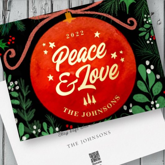 赤モダンクリスマスボールオーナメント植物学 箔シーズンカード