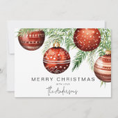 赤モダンクリスマスボー 招待状 (正面)