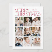 赤モダンクリスマス9フォトコラージュ シーズンカード (正面)