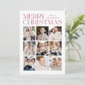 赤モダンクリスマス9フォトコラージュ シーズンカード (スタンド正面)