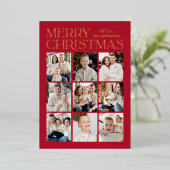 赤モダンクリスマス9フォトコラージュ 箔シーズンカード (立ち正面)