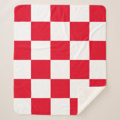 赤モダンクロ市松模様にア シェルパブランケット (正面)