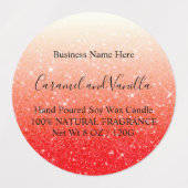 赤モダングリッターろうそくラベル ラベル (デザイン2)