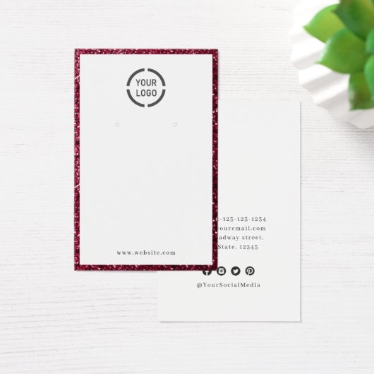 赤モダングリッターカスタムロゴイヤリング表示 (デスク)