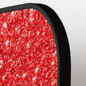 赤モダングリッタースクリプトのモノグラム名 ピックルボールラケット (左詳細)