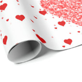 赤モダングリッターハートパターン ラッピングペーパー (ロールコーナー)
