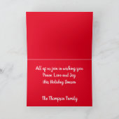 赤モダングリッターパーソナライズされたの写真名 シーズンカード (内部)