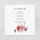 赤モダンケシフローラガーリーかわいいパーソナライズされた スクエア名刺 (裏面)