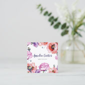 赤モダンケシフローラガーリーかわいいパーソナライズされた スクエア名刺 (スタンド正面)