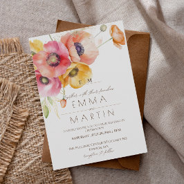 赤モダンケシフローラ結婚ズ 招待状