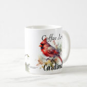 赤モダンコーヒーと(鳥)ショウジョウコウカンチョウ コーヒーマグカップ (正面右)