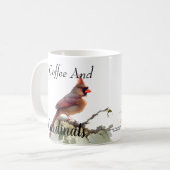 赤モダンコーヒーと(鳥)ショウジョウコウカンチョウ コーヒーマグカップ (正面左)