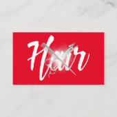 赤モダンシザー&コーム美容師 名刺 (正面)