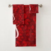 赤モダンシック幾何学模様カスタムモノグラム バスタオルセット (インサイチュ)