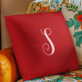 赤モダンシック&スタイリッシュカスタムモノグラム クッション