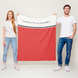 赤モダンシンプルパーソナライズされた名 フリースブランケット