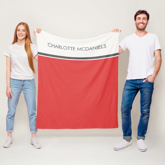 赤モダンシンプルパーソナライズされた名 フリースブランケット (インサイチュ)