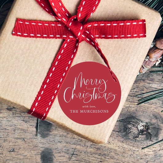 赤モダンシンプル書道聖降誕祭 ラウンドシール