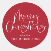 赤モダンシンプル書道聖降誕祭 ラウンドシール (正面)