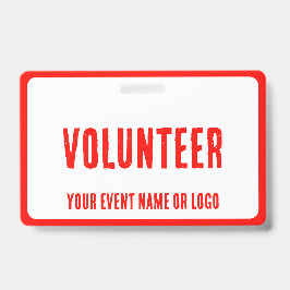 赤モダンシンプル白ボランティアイベント バッジ