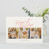 赤モダンシンプル4枚フォトコラージュhappy シーズンカード (スタンド正面)