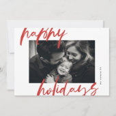 赤モダンスタイリッシュと白の写真happy シーズンカード (正面)