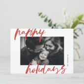 赤モダンスタイリッシュと白の写真happy シーズンカード (スタンド正面)